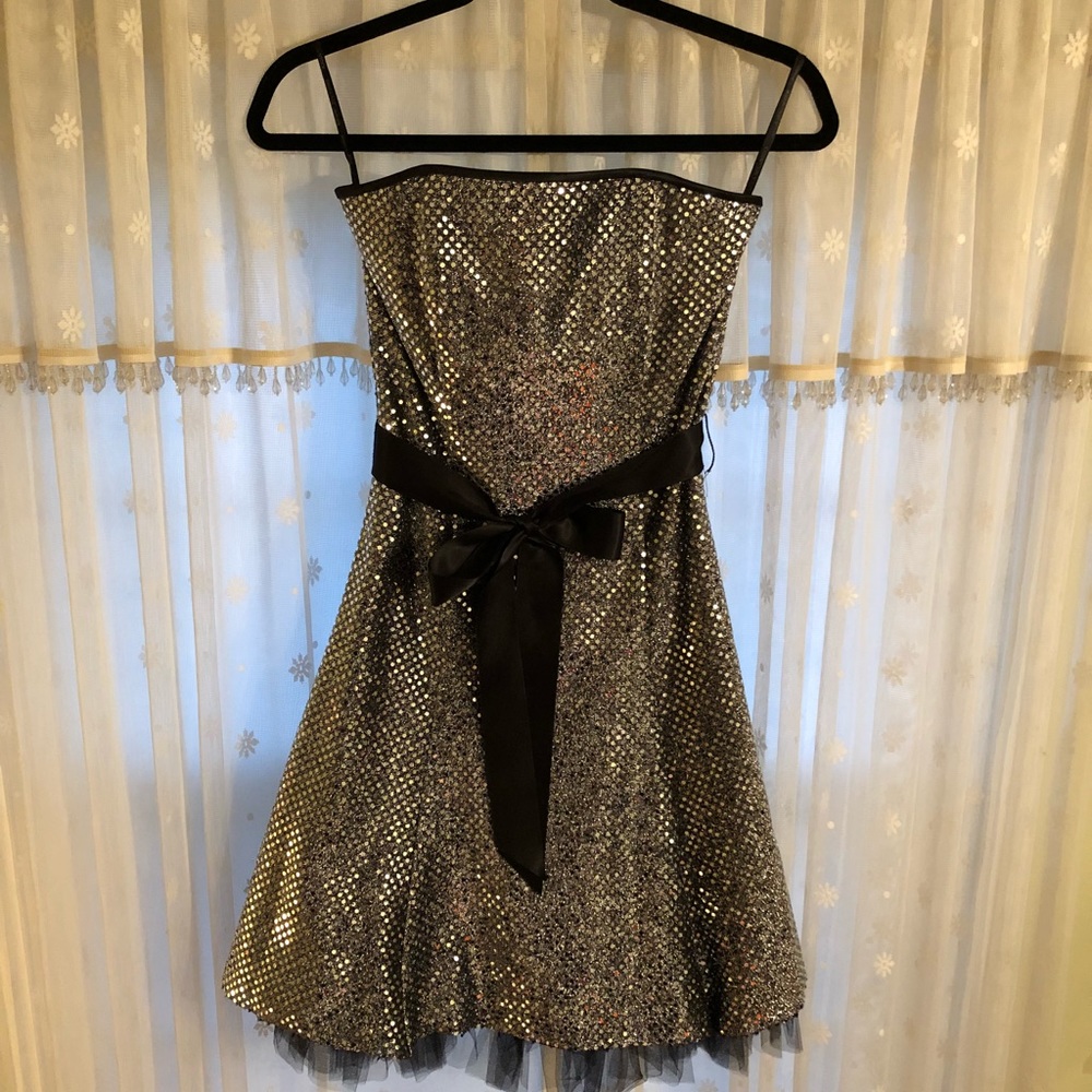 Jessica McClintock Silver Sequin Dress